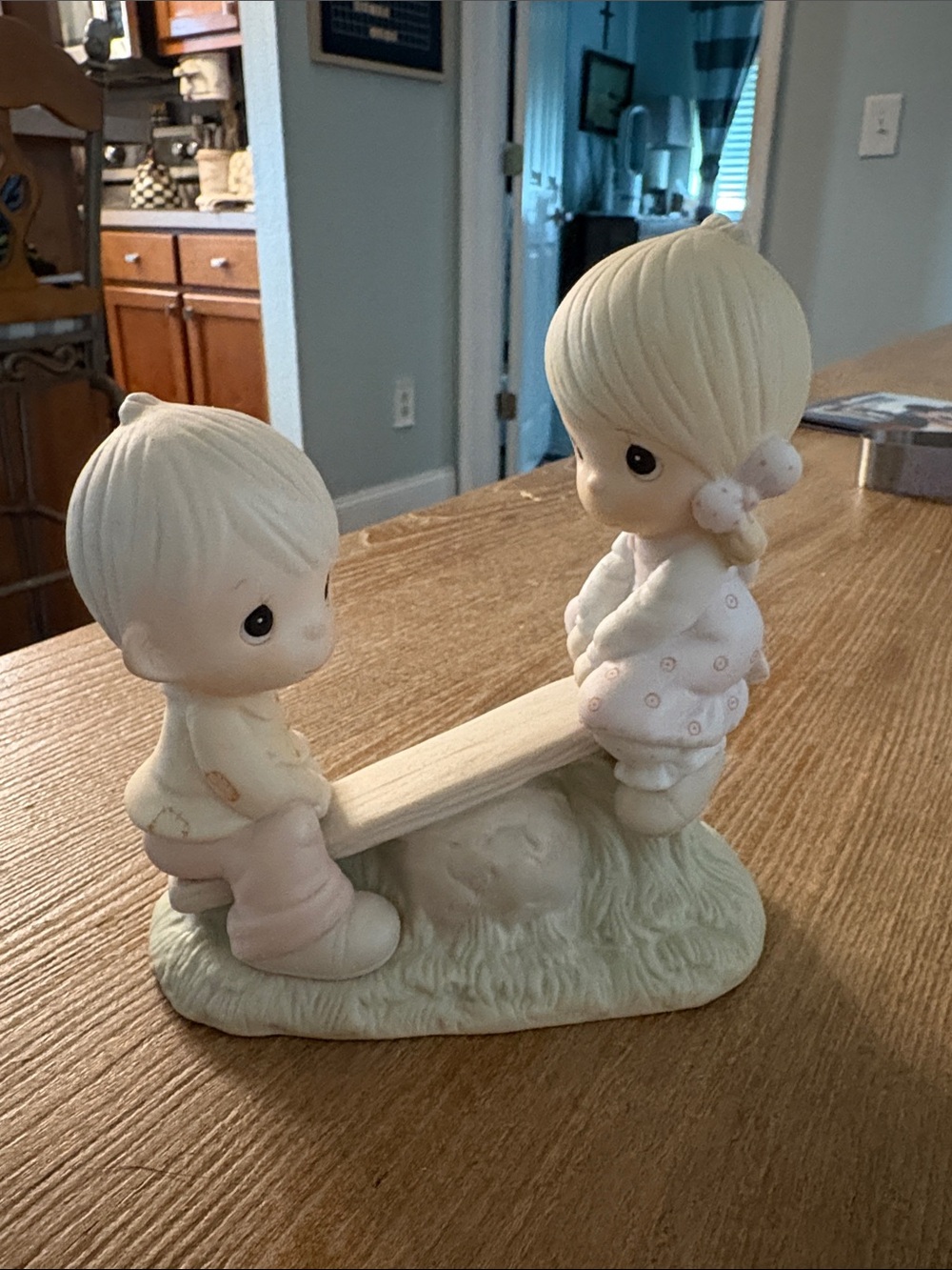 Precious Moments Pastel Pink and Cream Seesaw Figurine